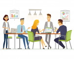 Business Discussion - modern vector cartoon characters illustration