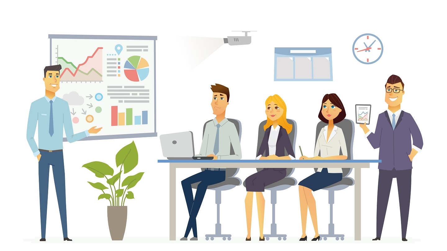 Business Meeting - modern vector cartoon characters illustration